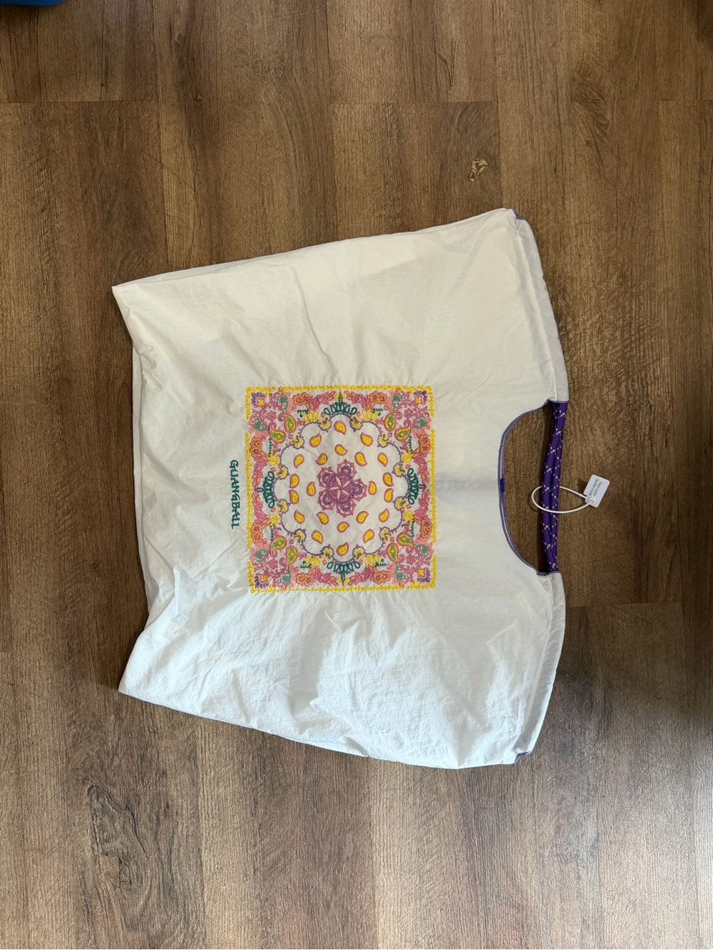 Unknown Brand White Tote Bag with Colorful Floral Bandana Print
